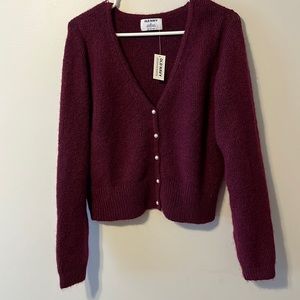 Plum  sweater pearl button cardigan